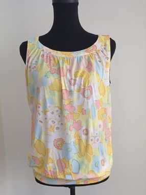 LOFT Outlet Mod Pastel Floral Bubble-Hem Tank Top